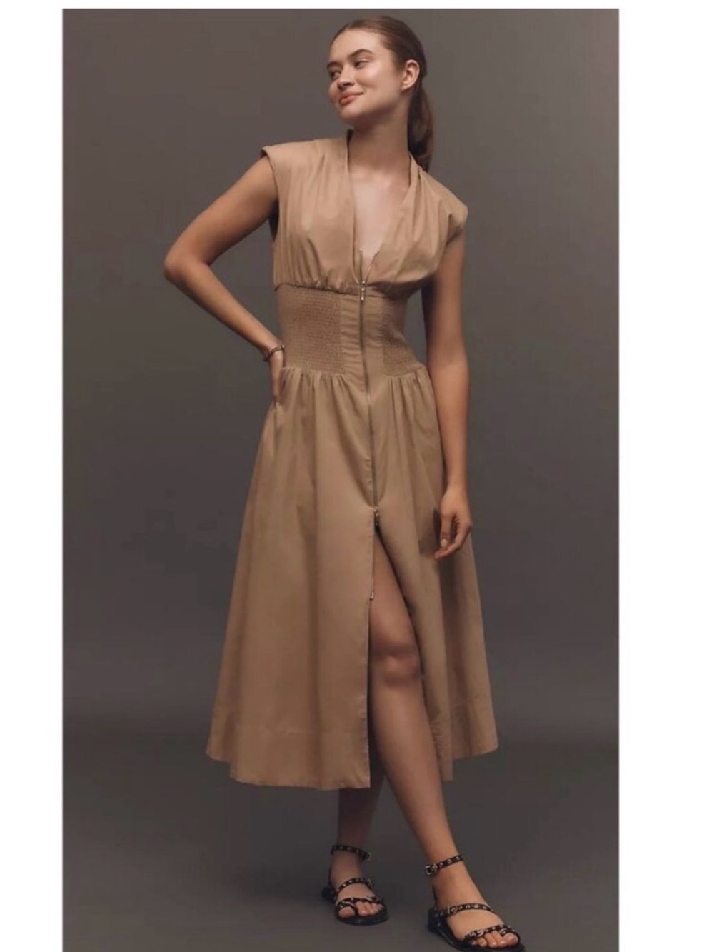 NWT Anthropologie Tommie Zip Front Midi Dress